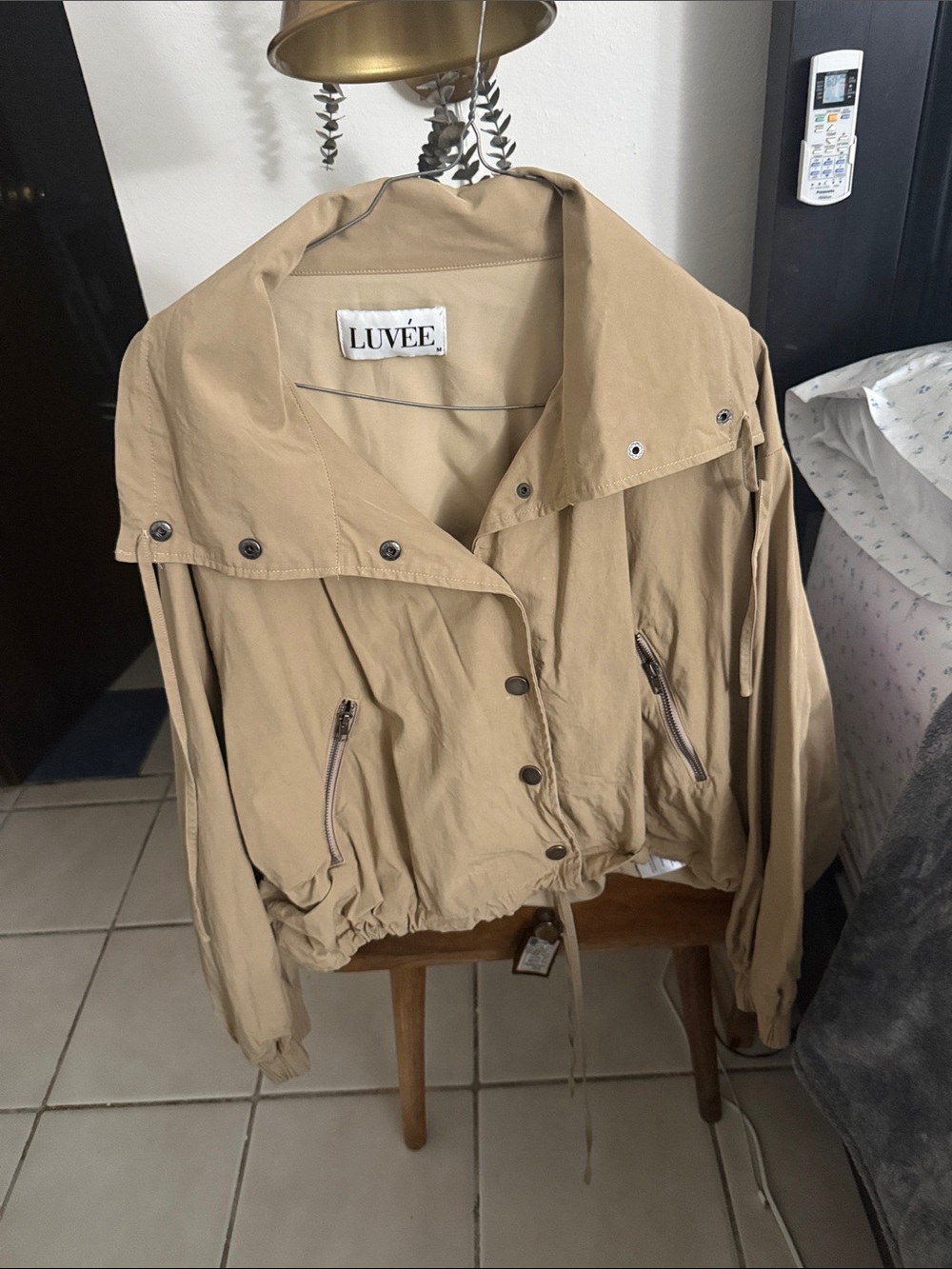 Beige Utility Drawstring Jacket